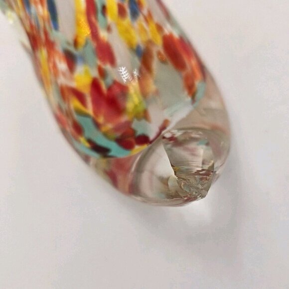 Pair Of Vintage Murano Style Italian Art Glass Slipper Heel Shoe Multicolor Chip - Picture 8 of 14